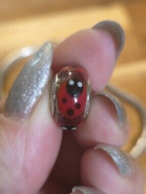 Pandora Red Ladybugs Murano Glass Charm